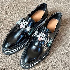 Zara Jeweled Platform loafers